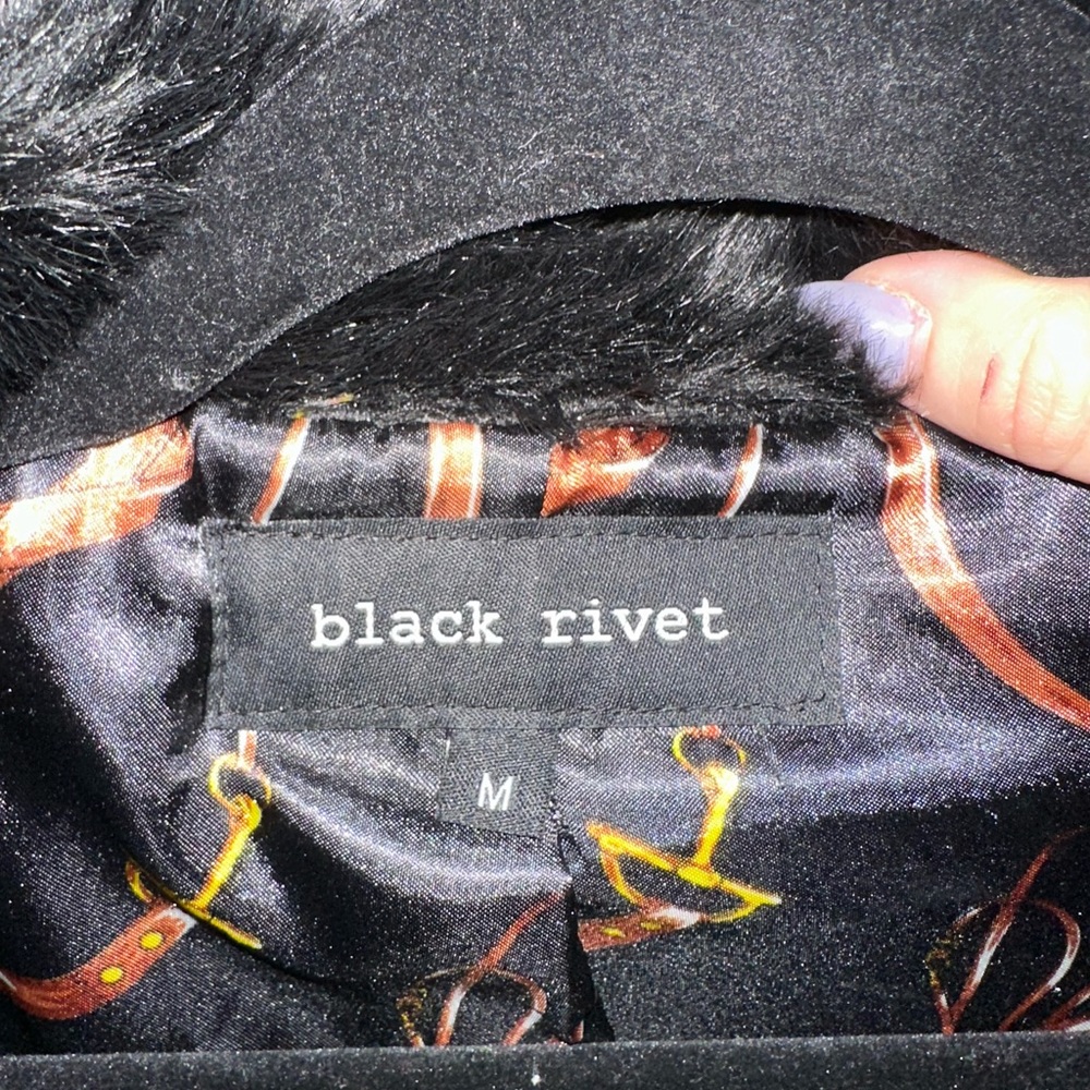 Black faux fur coat size medium